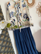 BLOUSE FLEURS AVEC NOEUDS  36/40 PETIT 42   5 COULEURS