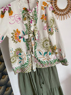 BLOUSE FLEURS AVEC NOEUDS  36/40 PETIT 42   5 COULEURS