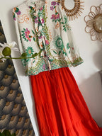 BLOUSE FLEURS AVEC NOEUDS  36/40 PETIT 42   5 COULEURS