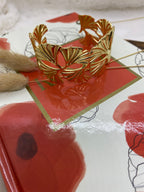 BRACELET MANCHETTE ACIER INOXYDABLE FEUILLE DE JINKO