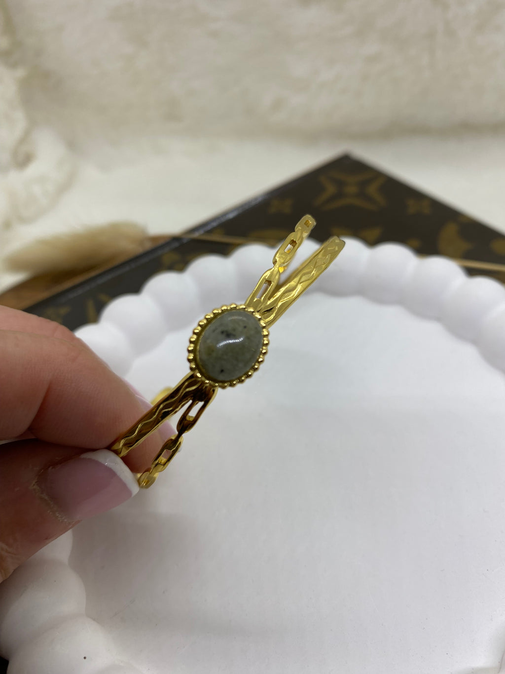 BRACELET ACIER INOXYDABLE ET PIERRE NATURELLE 1