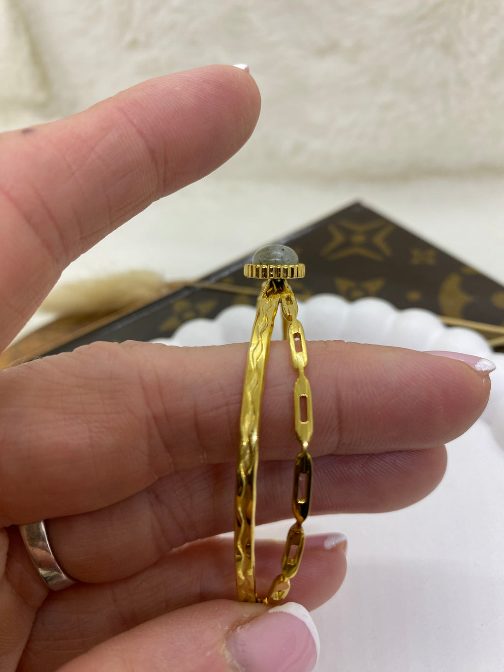 BRACELET ACIER INOXYDABLE ET PIERRE NATURELLE 1