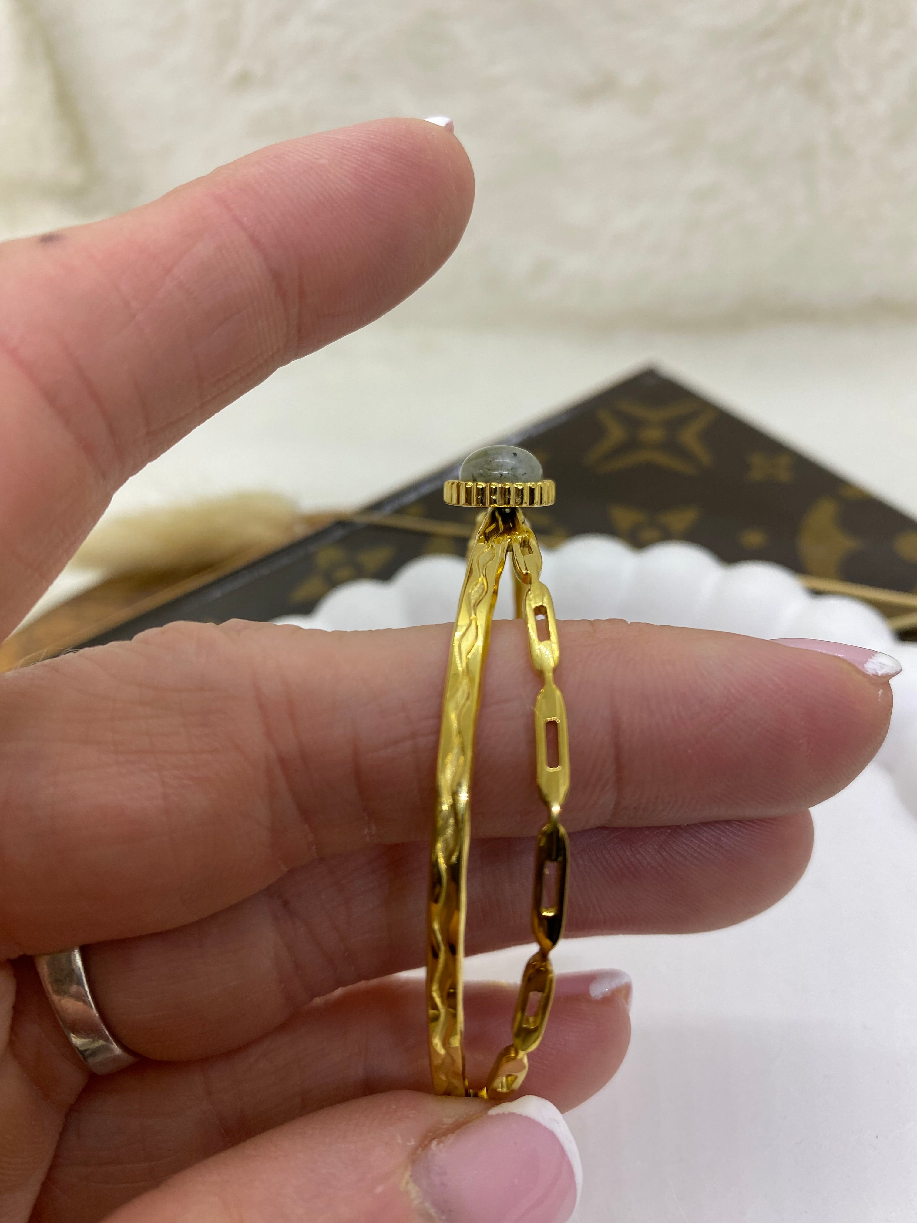 BRACELET ACIER INOXYDABLE ET PIERRE NATURELLE 1