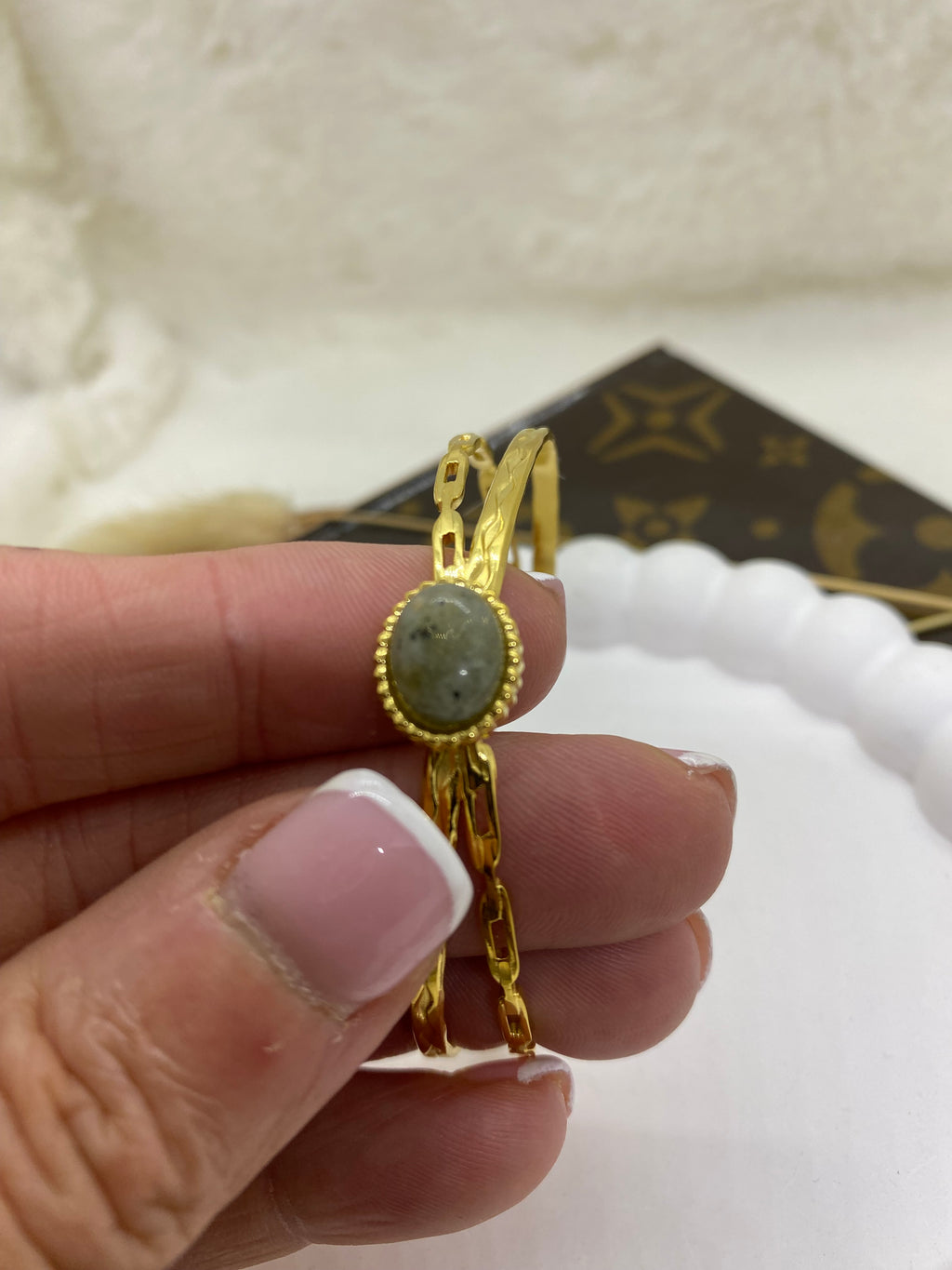 BRACELET ACIER INOXYDABLE ET PIERRE NATURELLE 1