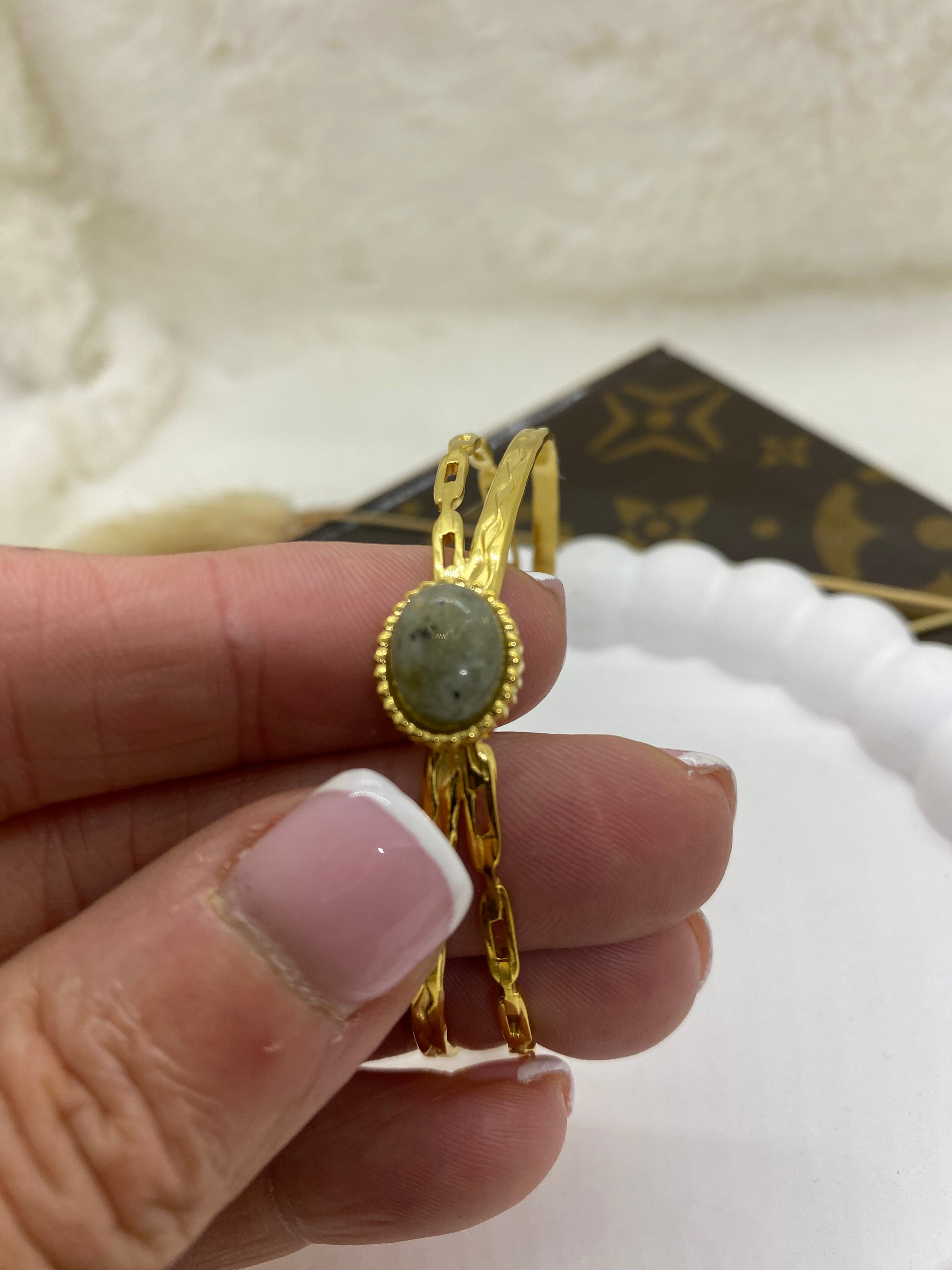 BRACELET ACIER INOXYDABLE ET PIERRE NATURELLE 1