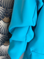 VESTE BLAZER MANCHES TROIS QUART  PLISSE  BLEU CANARD   TU 36/42
