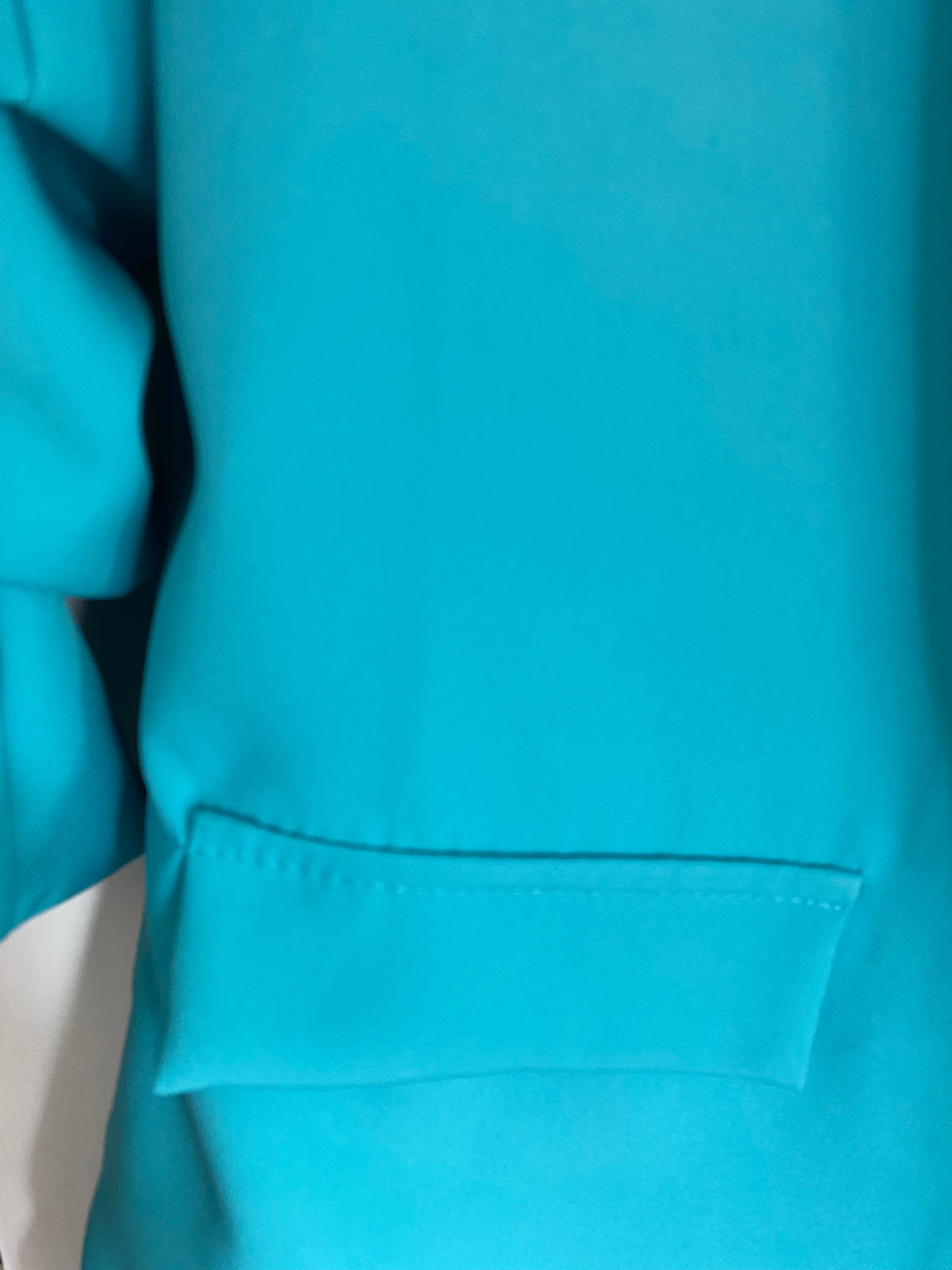 VESTE BLAZER MANCHES TROIS QUART  PLISSE  BLEU CANARD   TU 36/42