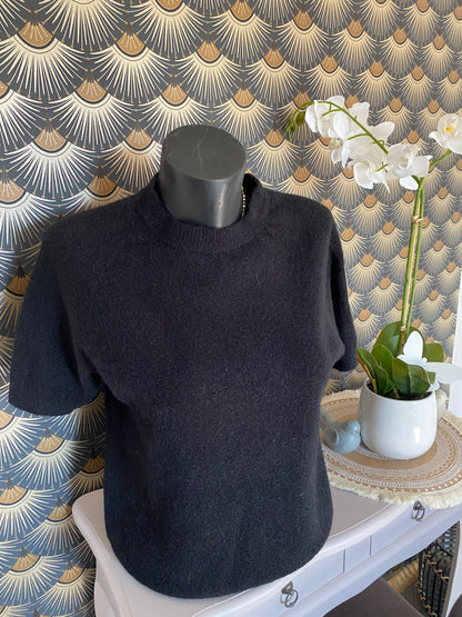 PULL MANCHES COURTES NOIR   TU 36/42