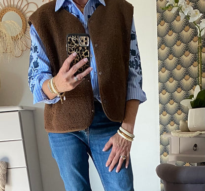 GILET BOUCLETTE 36/44 CHOCO