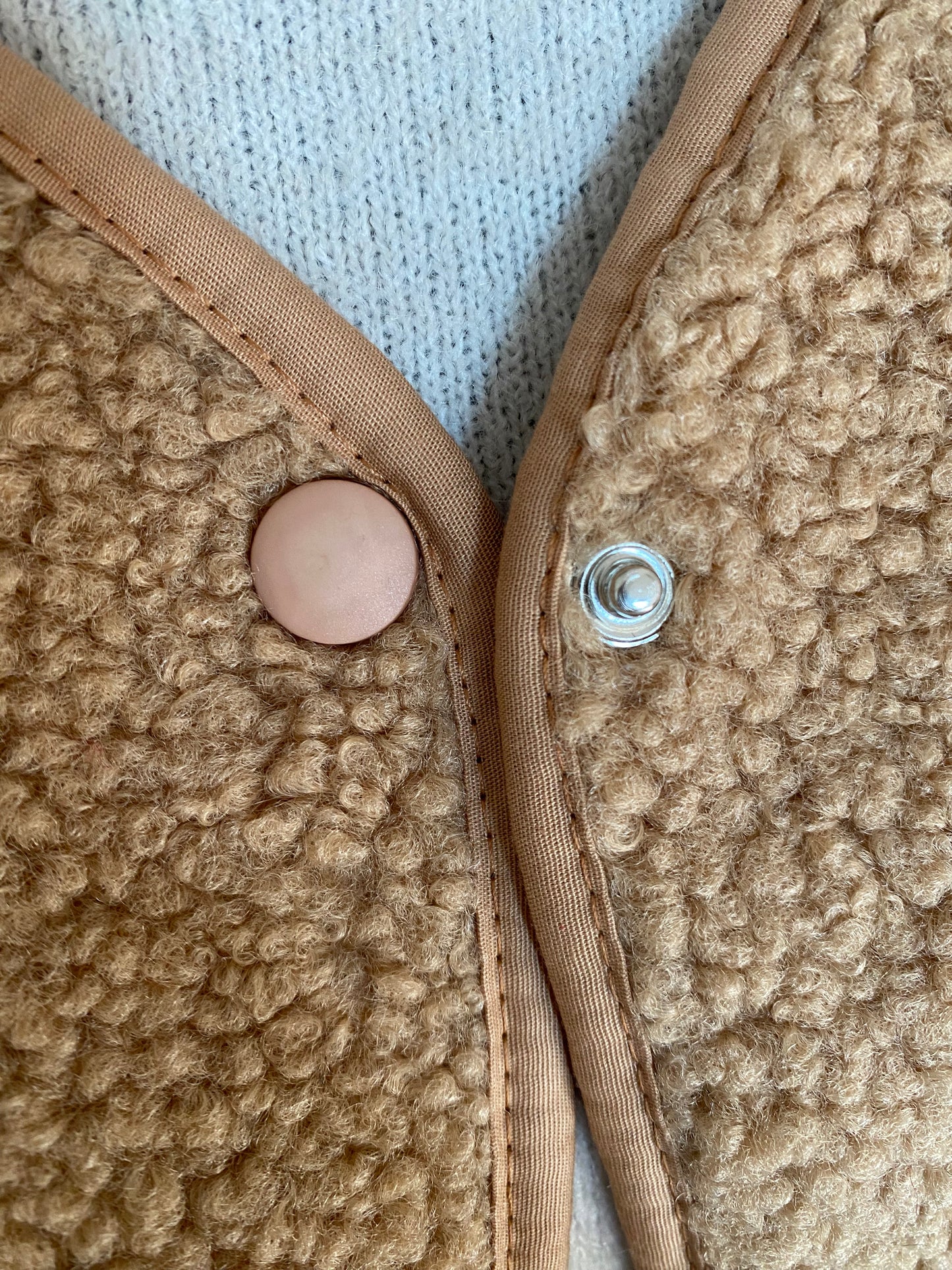 GILET BOUCLETTE 36/44 CAMEL
