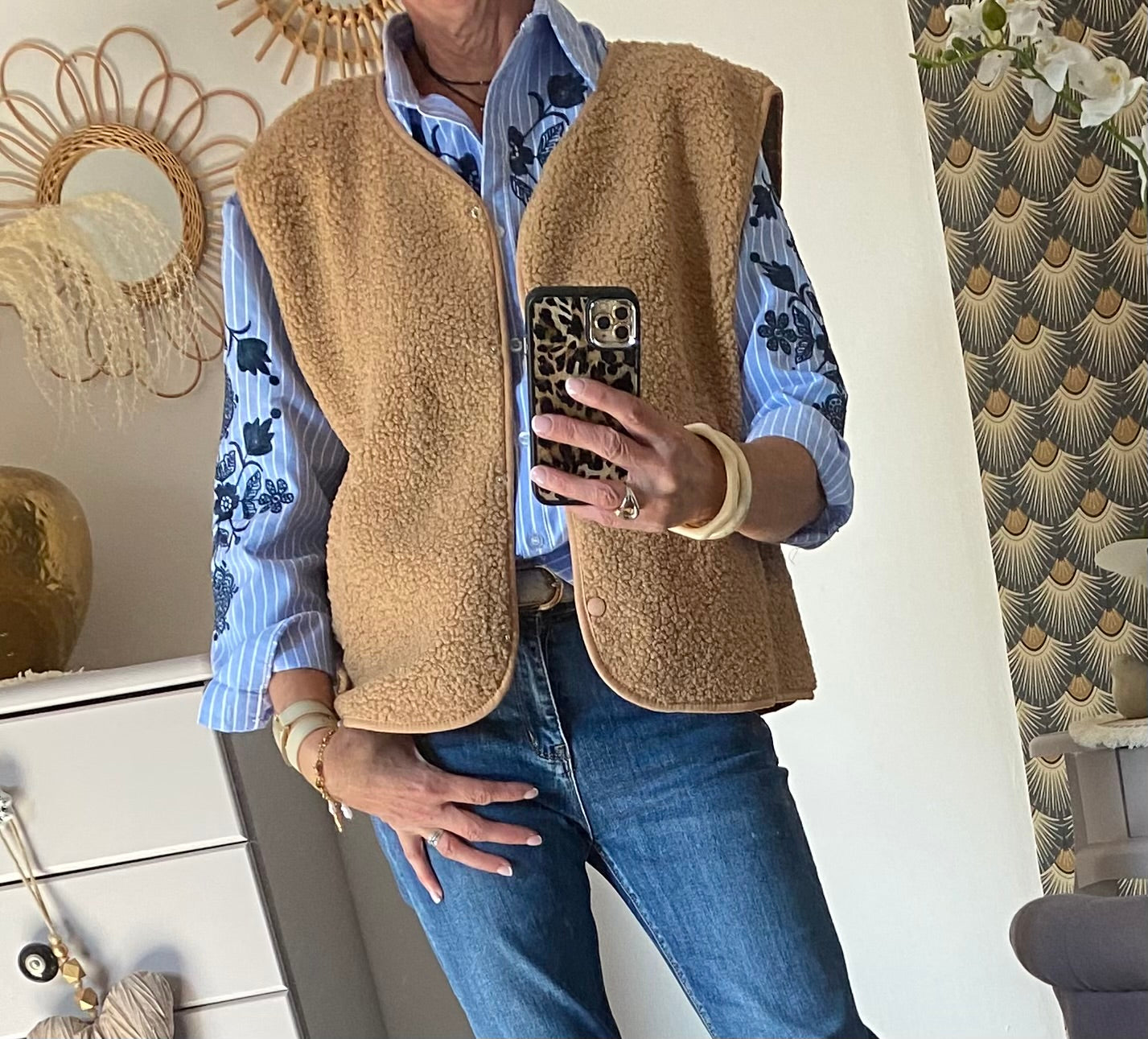 GILET BOUCLETTE 36/44 CAMEL