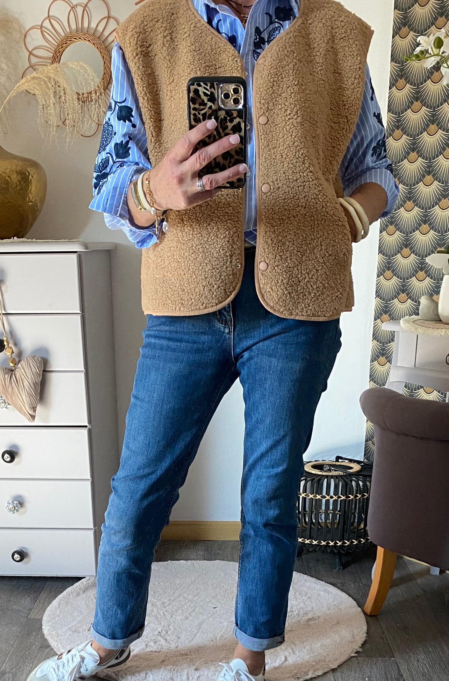 GILET BOUCLETTE 36/44 CAMEL