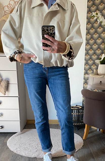 VESTE BOULE SUEDINE ECRU 36/44