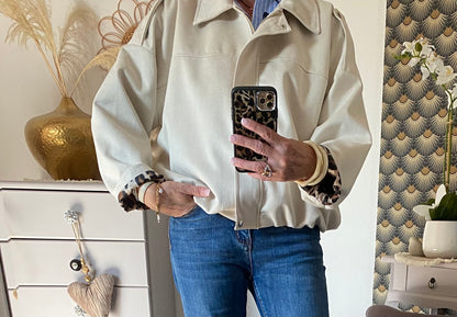 VESTE BOULE SUEDINE ECRU 36/44