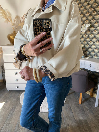 VESTE BOULE SUEDINE ECRU 36/44