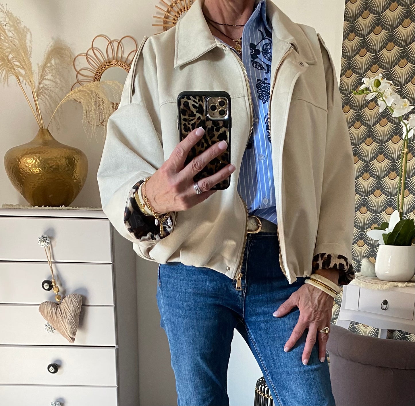 VESTE BOULE SUEDINE ECRU 36/44