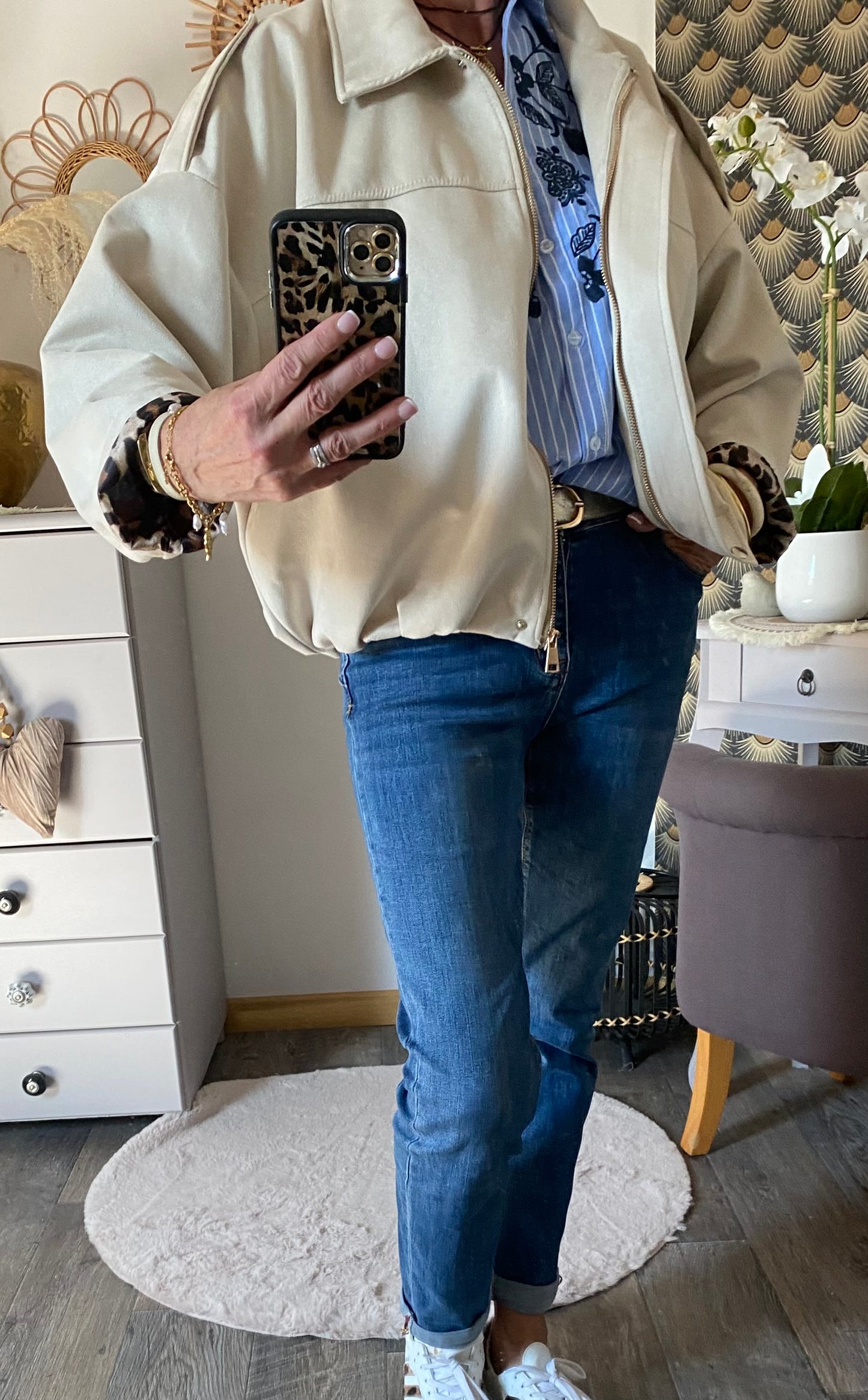 VESTE BOULE SUEDINE ECRU 36/44