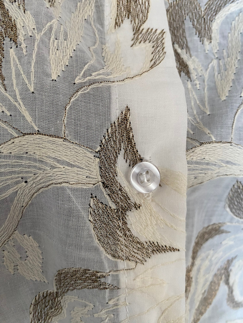 CHEMISE CORINNE BRODEE  ECRU ET TAUPE   TU 36/44