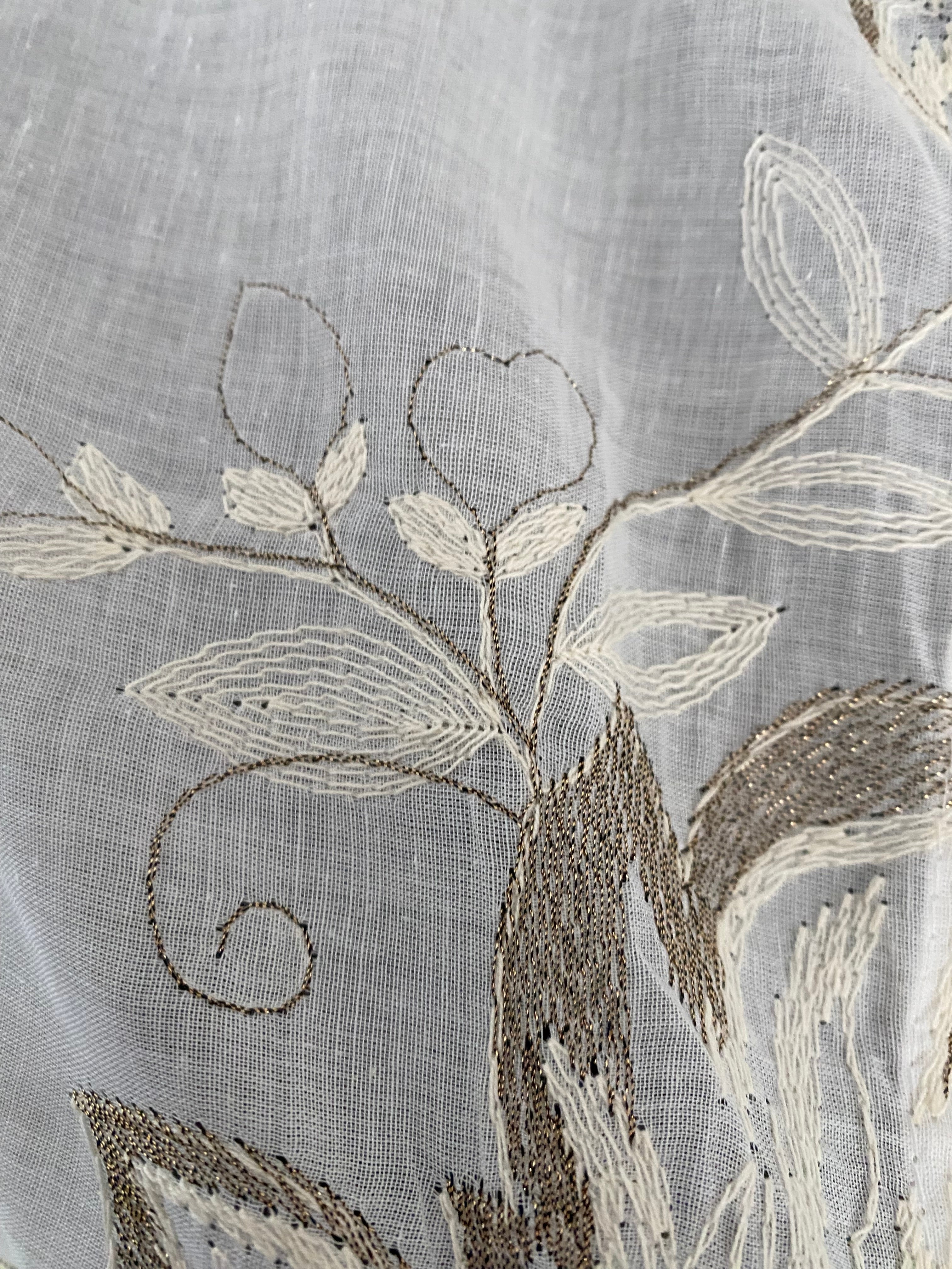 CHEMISE CORINNE BRODEE  ECRU ET TAUPE   TU 36/44