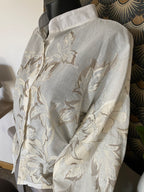 CHEMISE CORINNE BRODEE  ECRU ET TAUPE   TU 36/44
