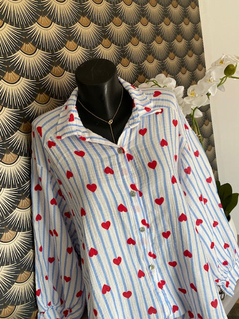 CHEMISE COEUR GAZE DE COTON   36/44