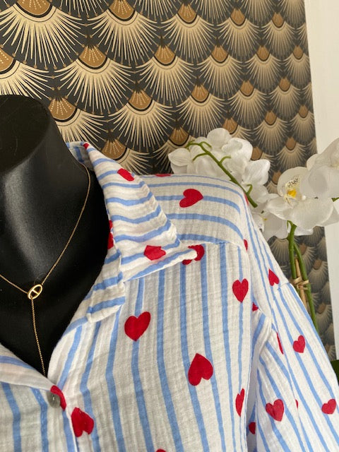 CHEMISE COEUR GAZE DE COTON   36/44