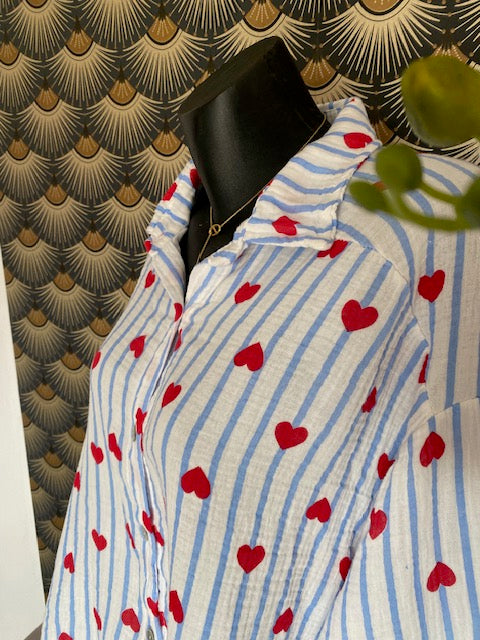 CHEMISE COEUR GAZE DE COTON   36/44