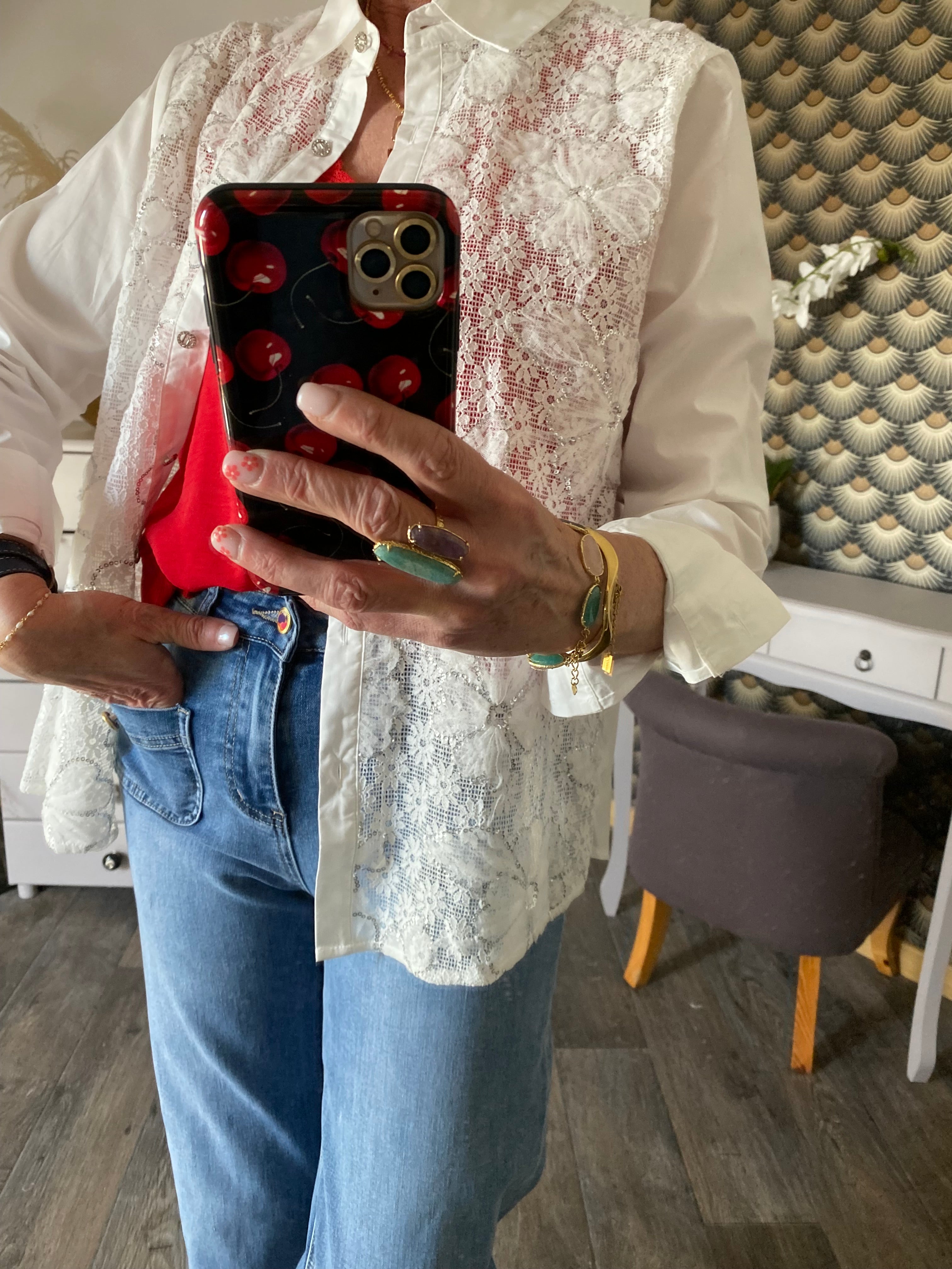 CHEMISE BRODEE CORINNE BLANCHE  TU 36/42