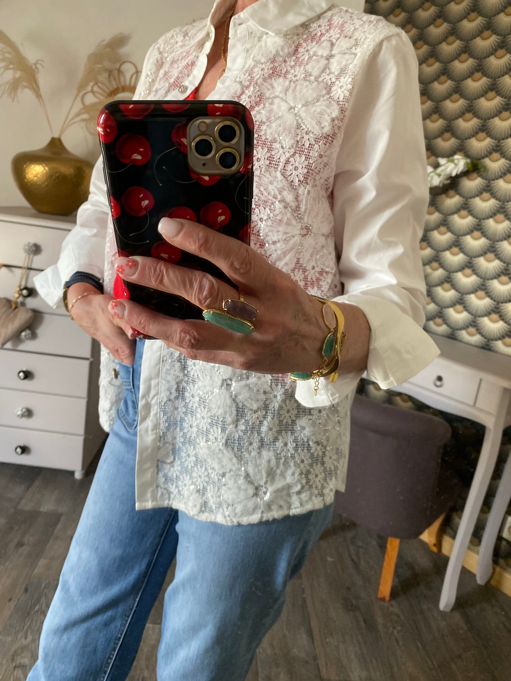 CHEMISE BRODEE CORINNE BLANCHE  TU 36/42