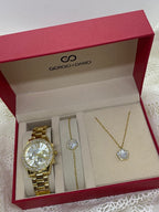 COFFRET  5     MONTRE PLUS PARRURE BRACELET ET COLLIER ACIER INOXYDABLE
