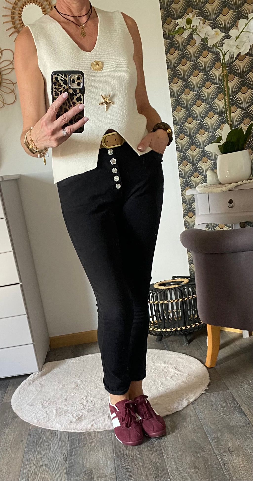 TOP  MAILLE VISCOSE ECRU TU36/42