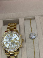 COFFRET  5     MONTRE PLUS PARRURE BRACELET ET COLLIER ACIER INOXYDABLE