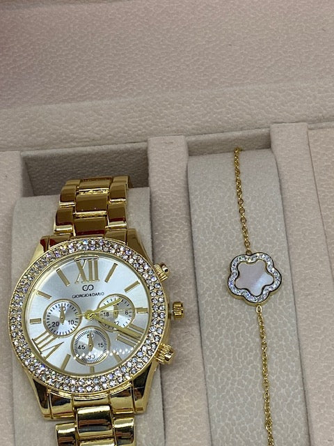 COFFRET  5     MONTRE PLUS PARRURE BRACELET ET COLLIER ACIER INOXYDABLE