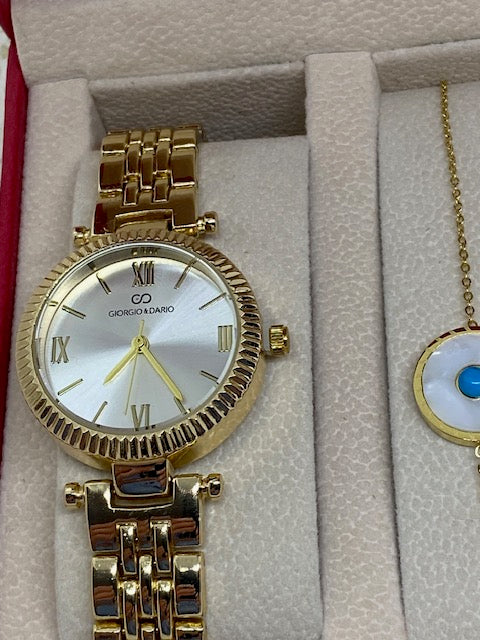 COFFRET  1     MONTRE PLUS PARRURE BRACELET ET COLLIER ACIER INOXYDABLE