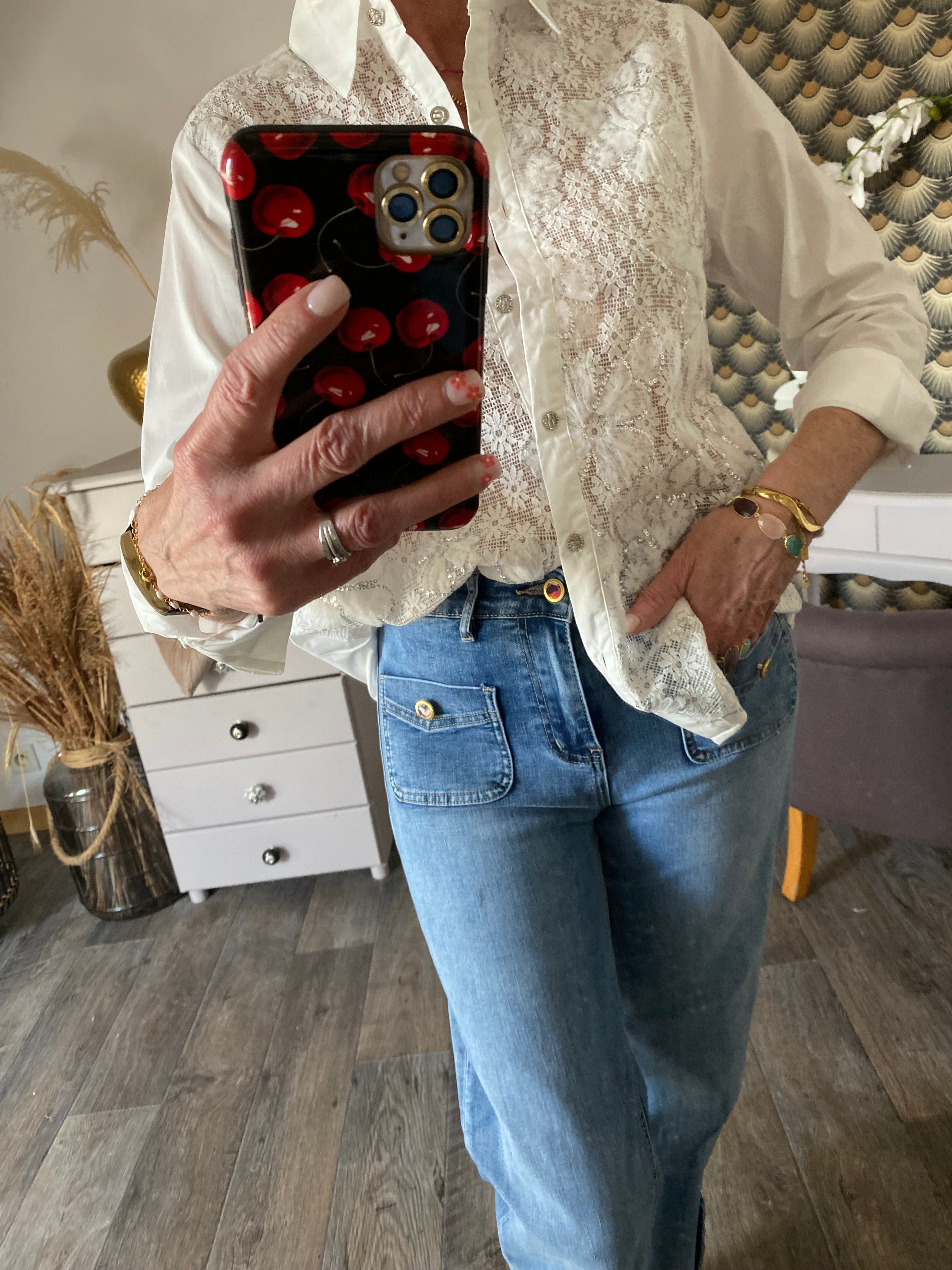 CHEMISE BRODEE CORINNE BLANCHE  TU 36/42