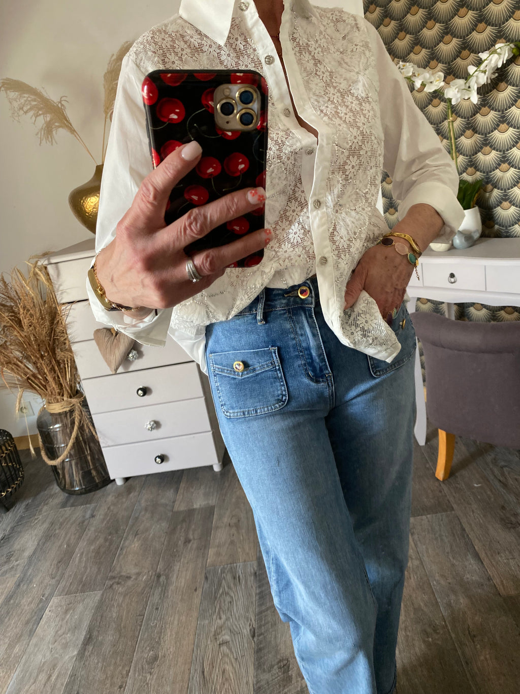 CHEMISE BRODEE CORINNE BLANCHE  TU 36/42