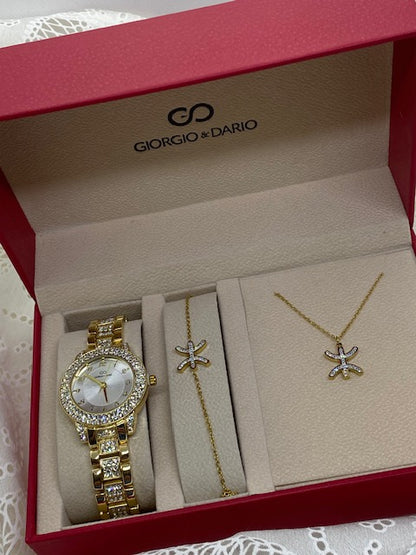 COFFRET  3    MONTRE PLUS PARRURE BRACELET ET COLLIER ACIER INOXYDABLE