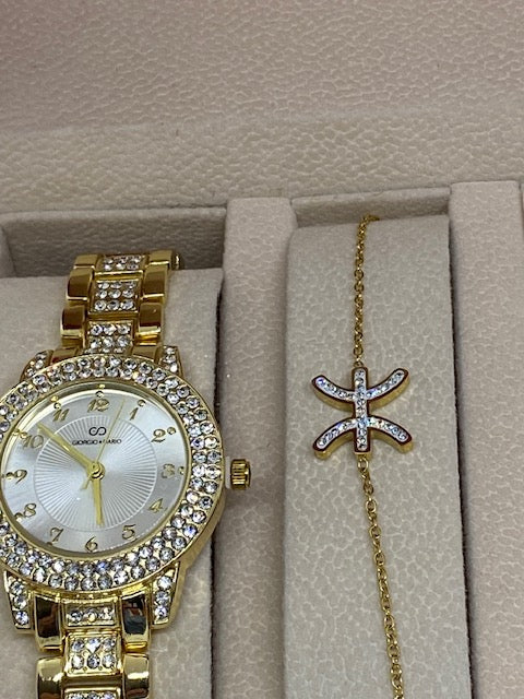 COFFRET  3    MONTRE PLUS PARRURE BRACELET ET COLLIER ACIER INOXYDABLE