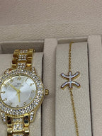 COFFRET  3    MONTRE PLUS PARRURE BRACELET ET COLLIER ACIER INOXYDABLE