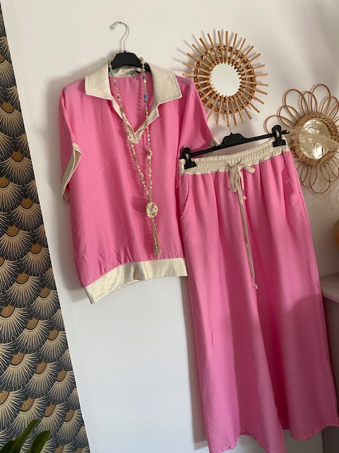 ENSEMBLE PANTALON MAJORQUE   ROSE 36/44
