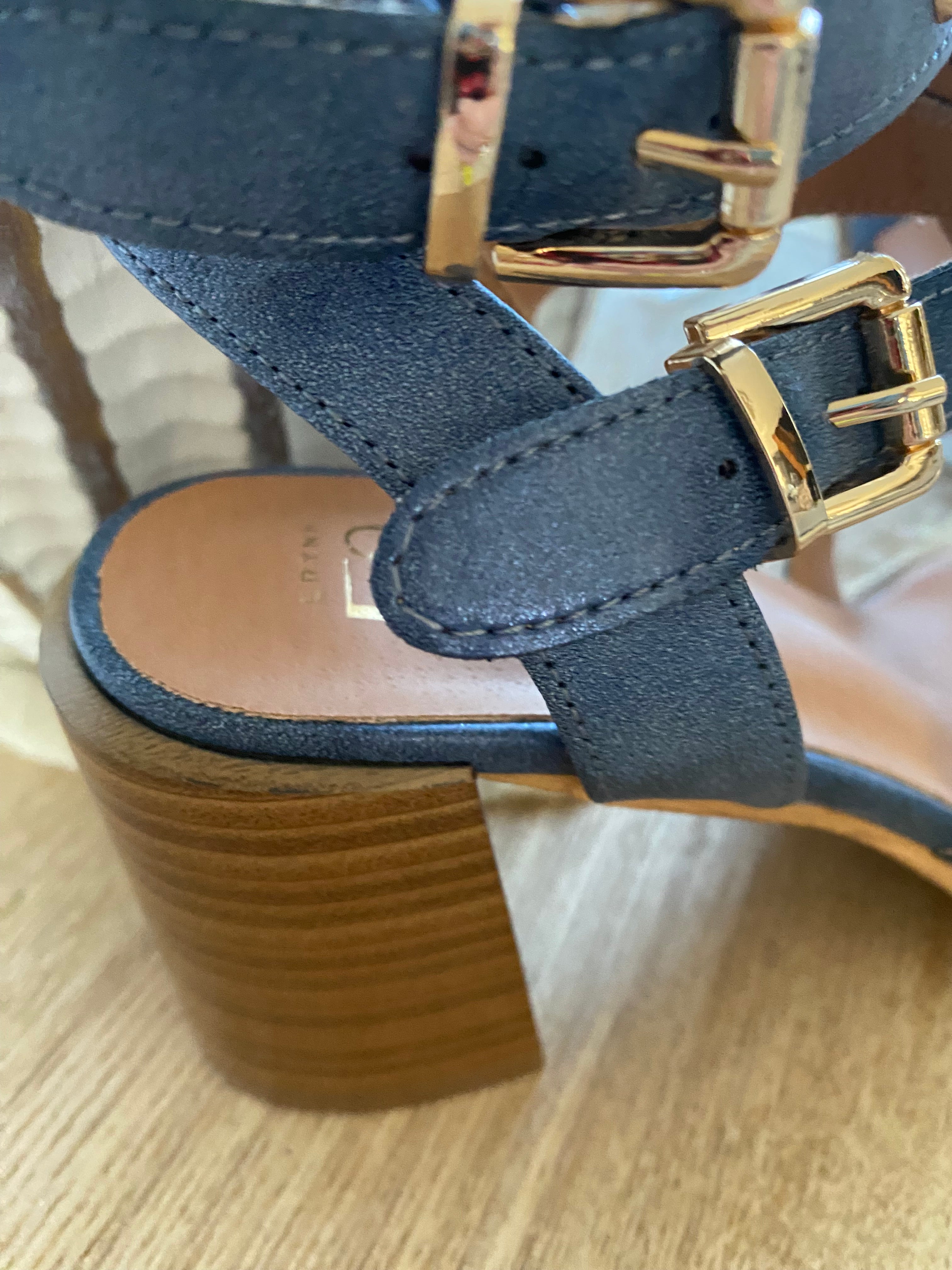 SANDALES A TALON BLEU JEAN ERYNN POINTURES 36/37/38/39/40/41