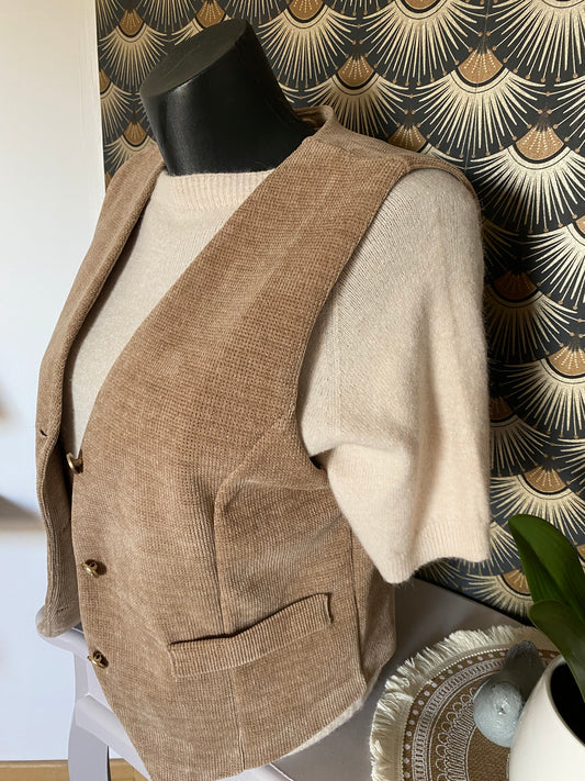 GILET VELOUR   BEIGE  TU 36/42