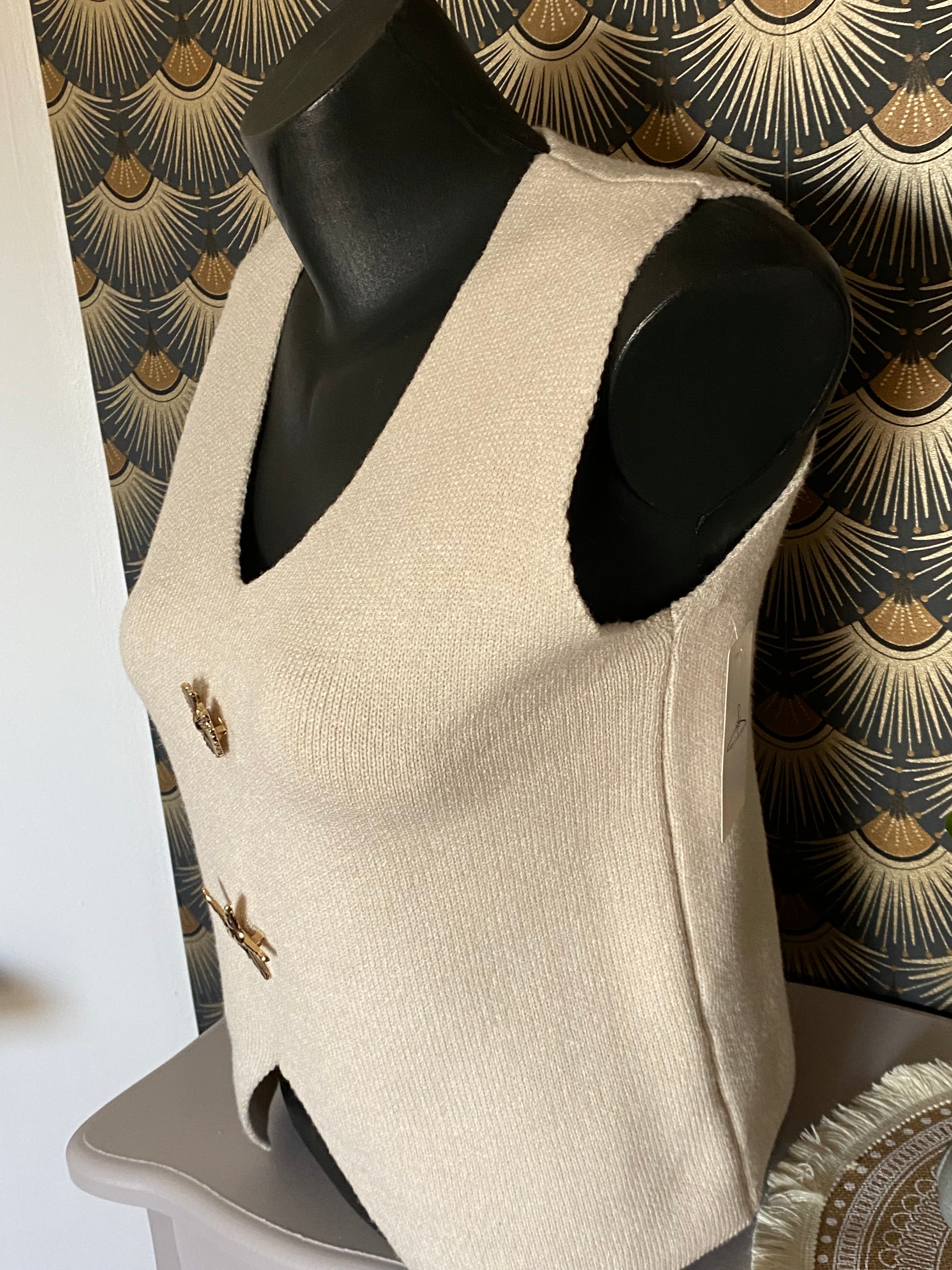 TOP  MAILLE VISCOSE ECRU TU36/42