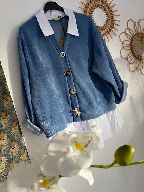 VESTE GILET MARYANNE  BLEUE JEAN   42/48
