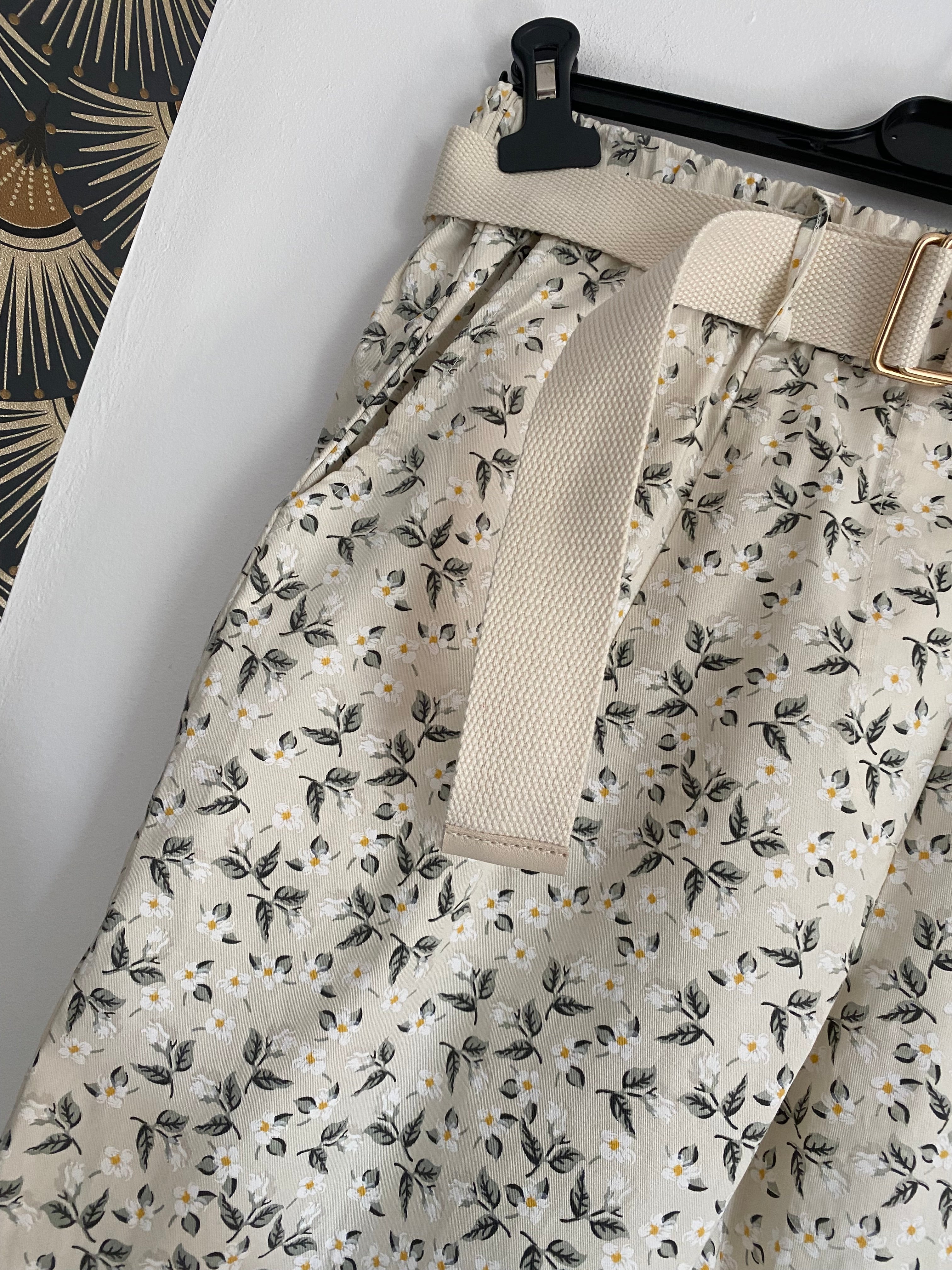 PANTALON FLEURS CORINNE ECRU    TU 40/ 44