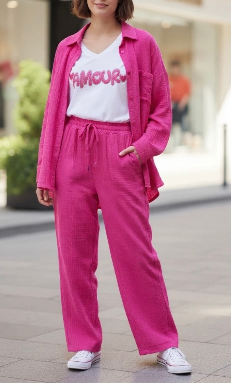 PANTALON PALAZZO  FUSHIA  TU 42/48