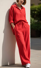 PANTALON PALAZZO  ROUGE TU 42/48