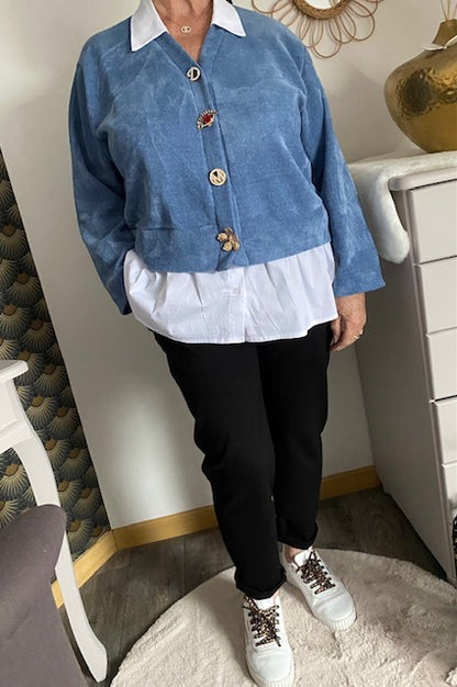 VESTE GILET MARYANNE  BLEUE JEAN   42/48