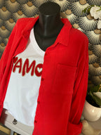 CHEMISE GAZ DE COTON ROUGE  TU 40/48