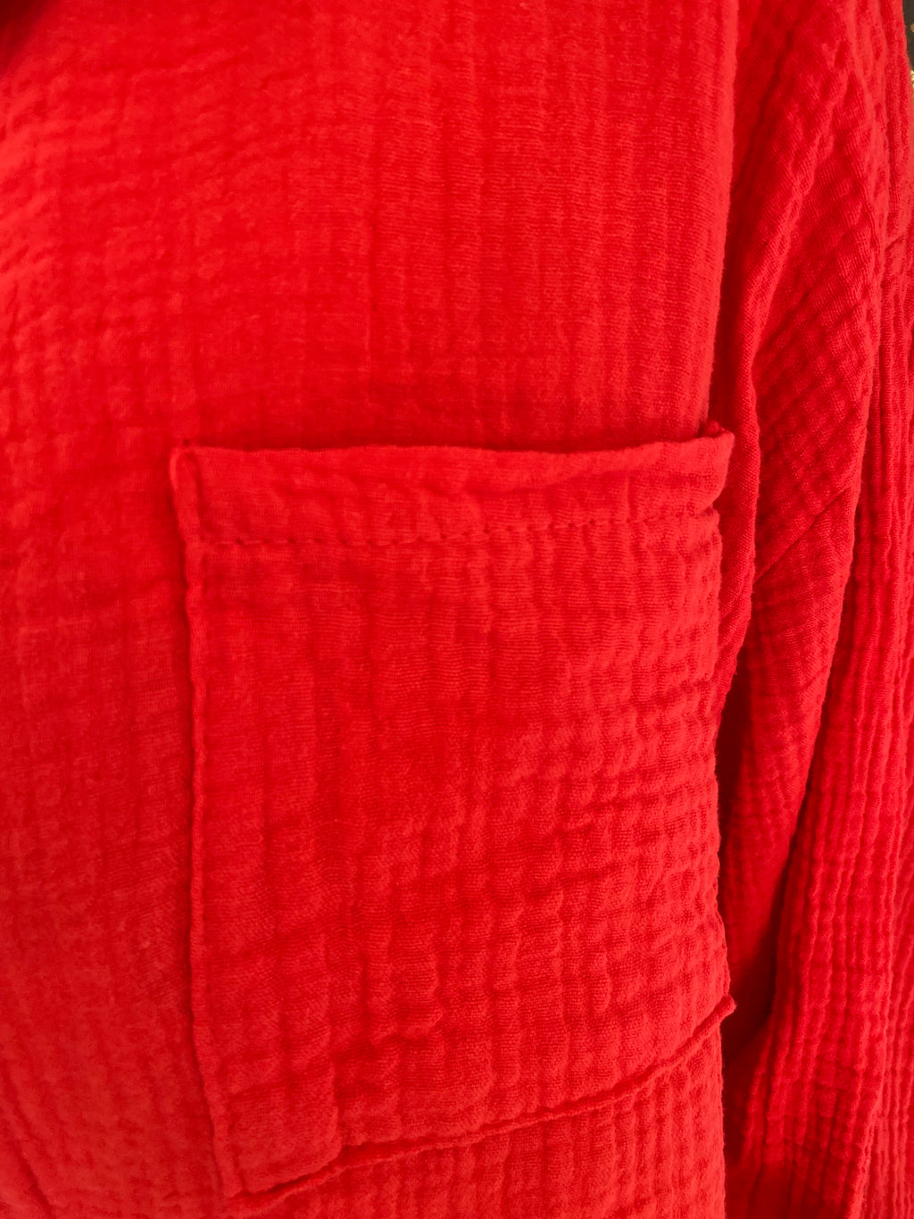 CHEMISE GAZ DE COTON ROUGE  TU 40/48